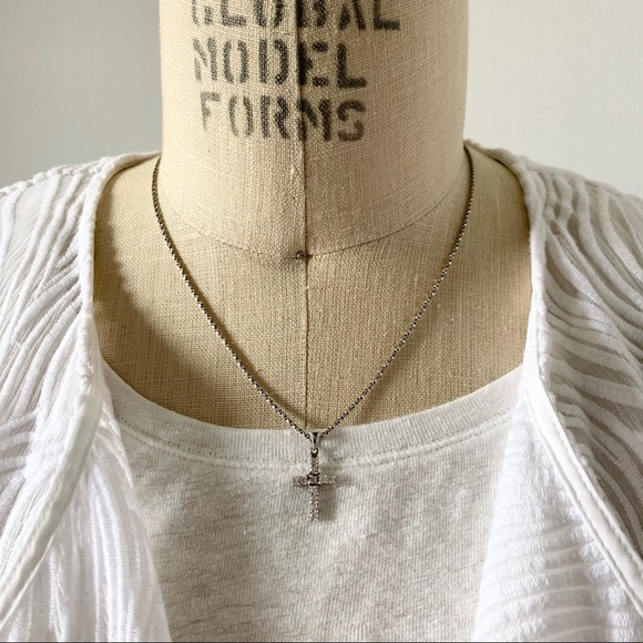 Sterling Silver & Cubic Z Cross Pendant Necklace - Picture 5 of 9